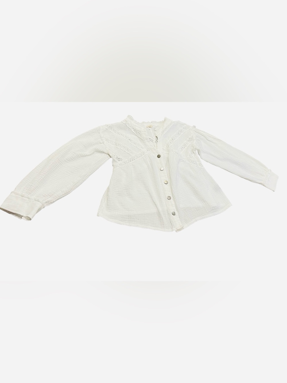 POL White Eyelet Button-Front Blouse